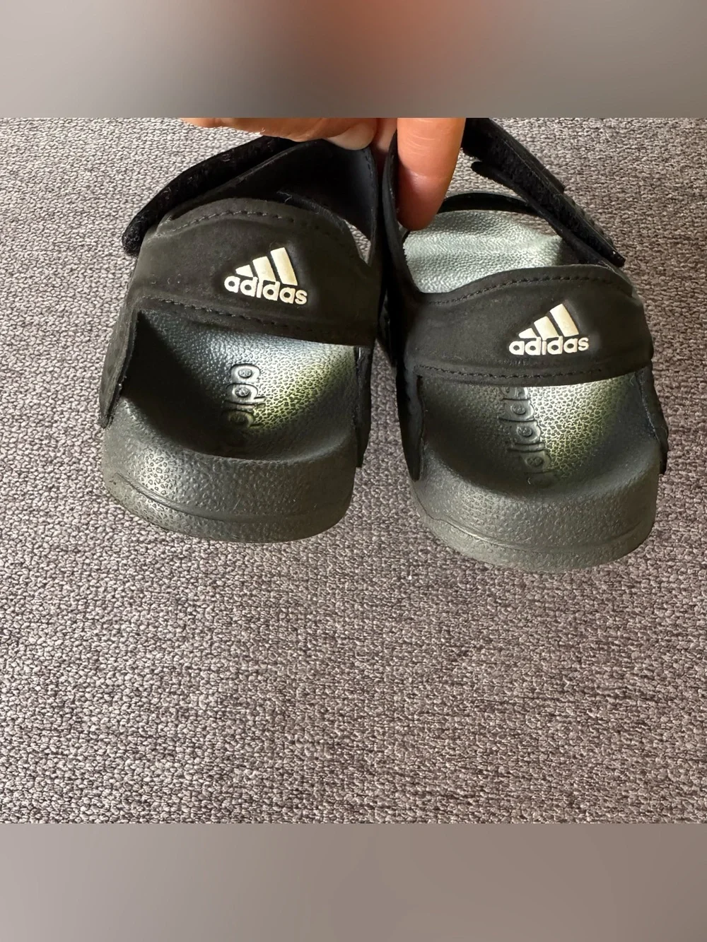 Adidas Black Adilette Sport Slides Strap Logo Little Kid Boys 11K